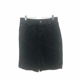 JuJu Women's Jean Skirt Shiny Black A-Line Knee Length Pockets Size 7/8